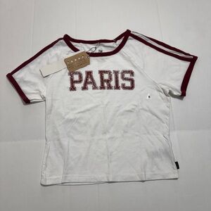 Women's White and Red Paris Tee